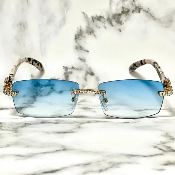 Men Women Sunglasses Blue Lens Fashion Diamond Retro‎ Classic Hip Hop Shades New - Picture 6 of 6